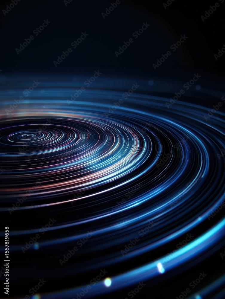 Poster abstract sound wave pattern with dark vibrant gradient and circular motion