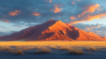 Red mountain sunrise landscape