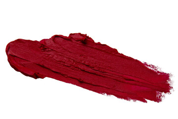 Textured matte lipstick smear on white background