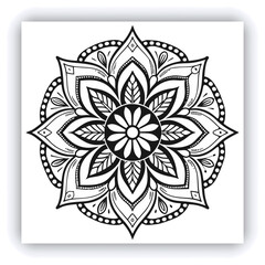 Abstract floral and mandala design with hand-drawn flowers and seamless vector pattern.