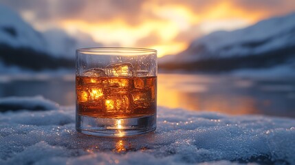 Winter sunset drink landscape