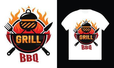 Grill Master Retro BBQ T-Shirt Design for Barbecue Lovers.