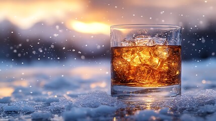 Winter alcoholic beverage in glass
