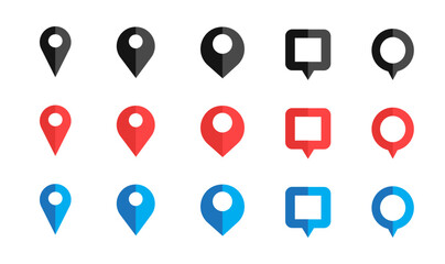 Location map pin icons set. Modern map marker collection. Pinpoint. Location pin icon. Map pin place marker. Map marker pointer icon. GPS location symbol. transparent background