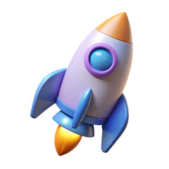 Colorful 3d rendered rocket ship on a black background representing space exploration and adventure