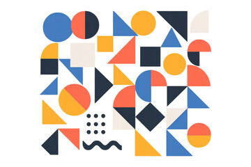 Obraz premium Vibrant geometric pattern showcasing bold colors, intersecting shapes creating dynamic visual composition against transparent backdrop