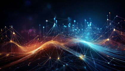 Obraz premium intricate lines and dots creating a glowing abstract network on a dark background symbolizing connectivity and advanced digital technology