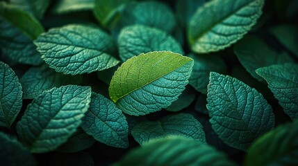 Close-up view of vibrant green leaves.