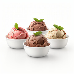  Bowl of assorted ice cream flavors with soft texture.