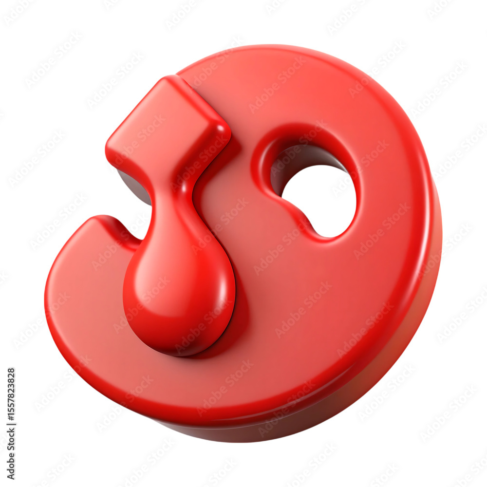 Fototapete stylized 3d rendering of a red abstract figure resembling a droplet on black background