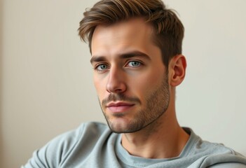 Fototapeta premium Male portrait with neutral background