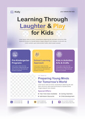 Kids learning school flyer or poster design template