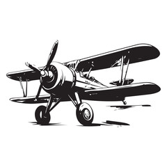 biplane silhouette vector illustration