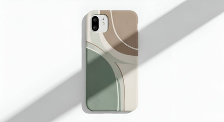 Abstract design of a stylish smartphone case featuring curves and soft colors creating a modern and minimalist aesthetic for contemporary appeal