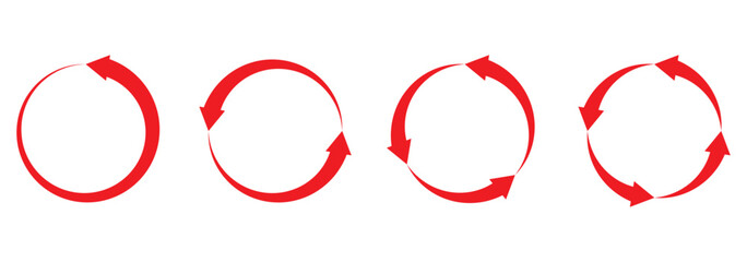 Cyclic rotation icon set. Reiteration or renewal symbol. Recycling sign on transparent background. Vector illustration.