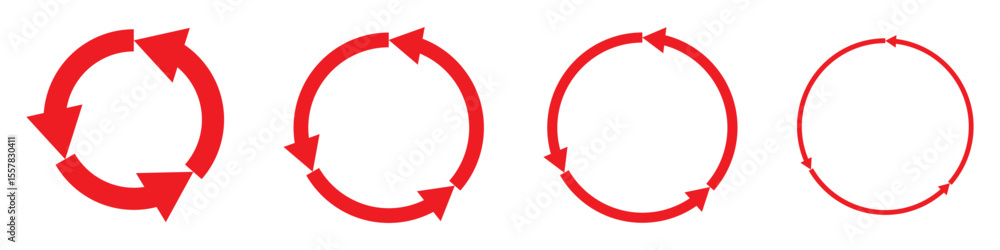 Poster circle arrow vector icon set. rotation, recycle and refresh icon symbols with one, two, three and fo