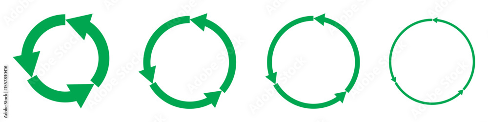 Poster circle arrow vector icon set. rotation, recycle and refresh icon symbols with one, two, three and fo