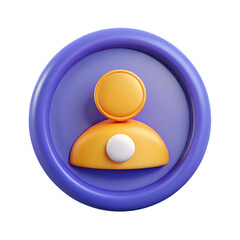 3d rendered user avatar icon representing profile account or customer identification