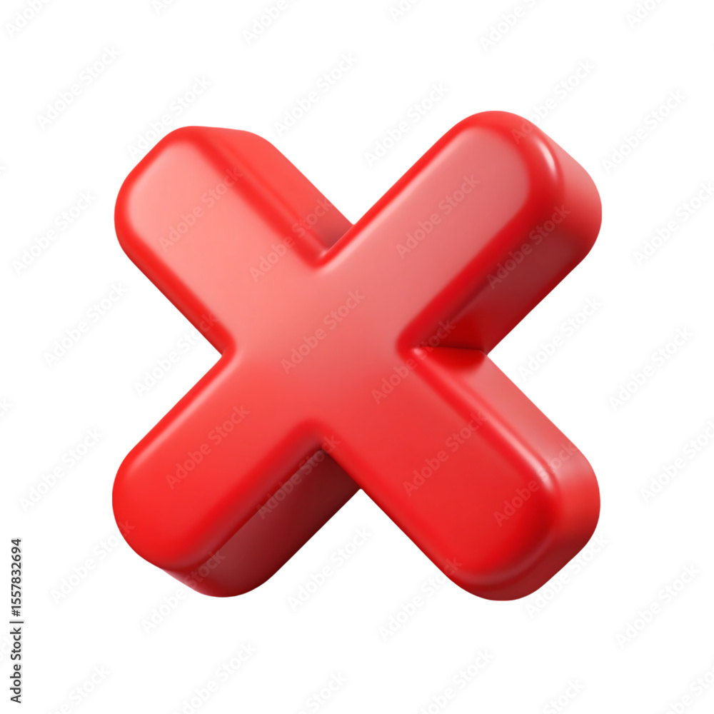 Poster glossy red x mark on black background represents error cancelation or negative decision