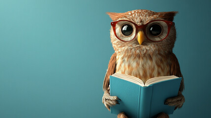 3D illustration of a wise owl wearing glasses, carefully writing in a notebook. Symbolizes wisdom, financial planning, meticulous bookkeeping, and attention to detail. Minimal background with caption 