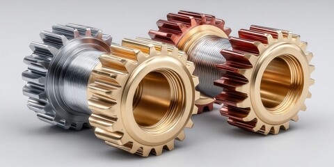 3D Illustration of Two Gear Wheels on White Background