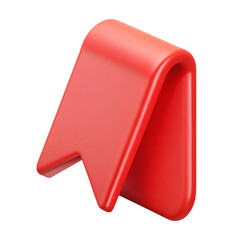 Three-dimensional red bookmark icon isolated against a stark black background for design use