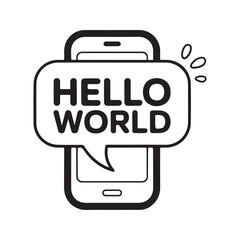 Smartphone Hello World Speech Bubble Black Outline