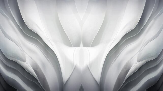 Smooth White and Grey Wave Geometrical Artistic Shape Design Animation Backgrond. Silver Chrome Waves Flowing. Wavy Fluid Texture. White Clean Abstract Motion  Background. Lines, Circles, Triangles.