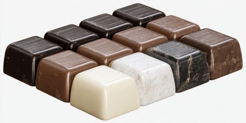 Assorted Chocolate Bar Collection Featuring Dark, Milk, White, and Marble Varieties
