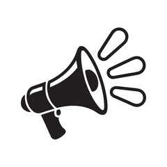 Black Megaphone Icon Announcement Sound Broadcast loudspeaker