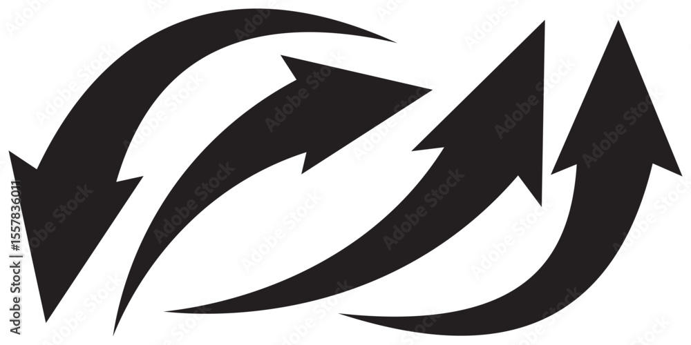 Poster set of long black curve arrow icon vector . black curve arrow icon set. long arrow icon set. curve a