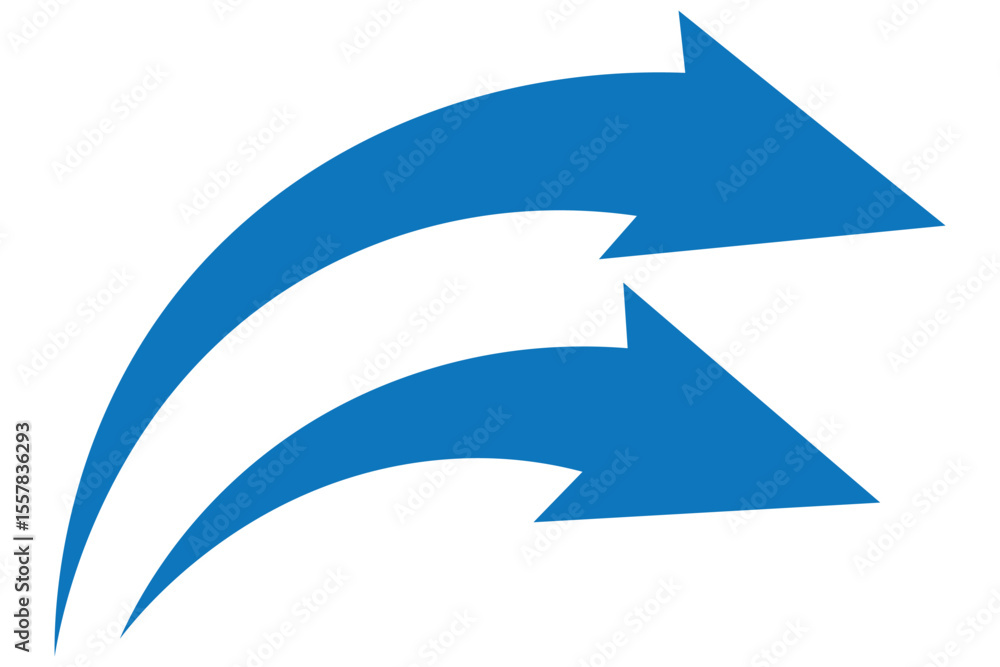 Poster set long blue curve arrow icon. black curve arrow icon set isolated on white background. curved arro