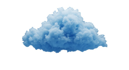 Fluffy blue cloud shape isolated on transparent background for creative design