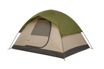 Modern camping tent isolated on transparent background, perfect for outdoor adventures and wilderness exploration