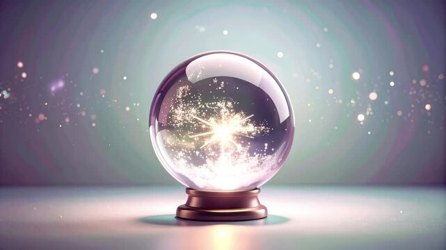 Mesmerizing magical crystal ball with glowing energy and sparkling particles, evoking wonder