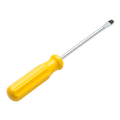 Fototapeta premium Yellow handled flat head screwdriver isolated on transparent background