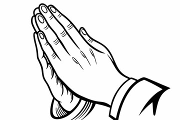 Black and white prayer hand. Vector illustration