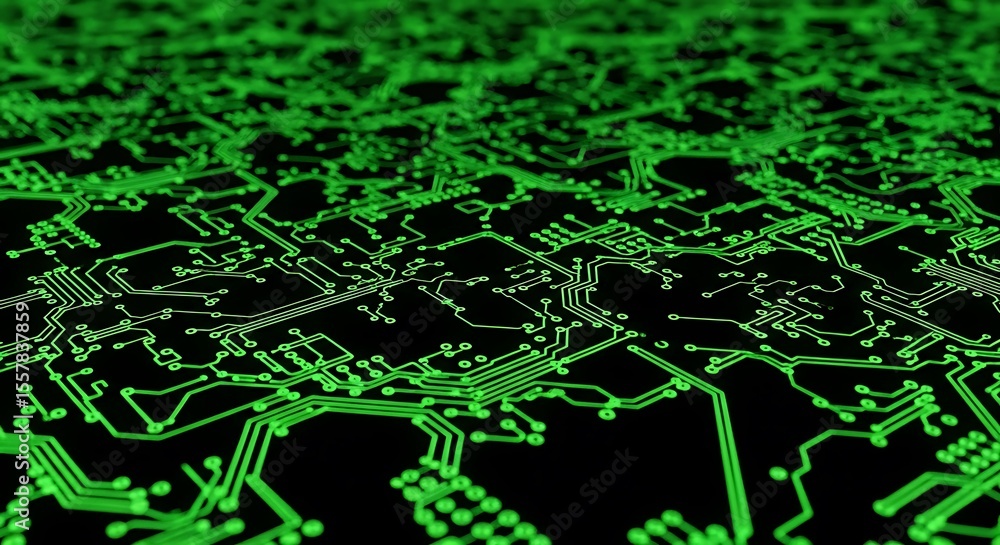 Poster abstract green circuit board background high-resolution texture