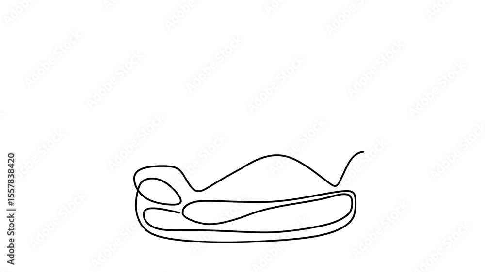 Poster animated self drawing of continuous line draw of burger. single line drawing of hamburger . silhouet