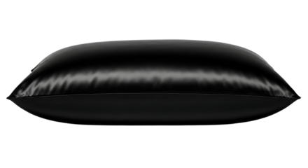 Luxurious black satin pillowcase with a smooth sheen isolated on transparent background