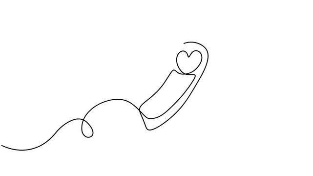 Animated self drawing of continuous line draw sanitary napkin and pad. Menstruation cycle and menstrual calendar concept in simple linear style. Hygienic absorbent. Full length one line animation. 4K	