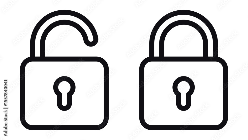 Poster lock icon collection set locked icon symbol unlocked sign , security icon . open and closed padlock 