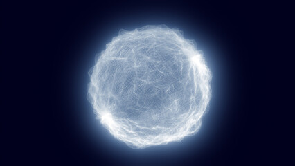 White luminous sphere of flowing light threads and clean structure, symbolizing purity, intelligence, and futuristic digital clarity