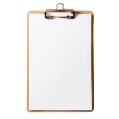 Blank clipboard with clean paper isolated on a white background for creative projects and note taking, blank paper clipboard on isolated on white background