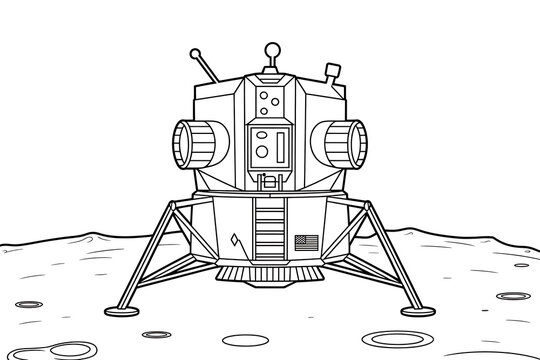 Lunar lander on the moon's surface. A historic spacecraft.
