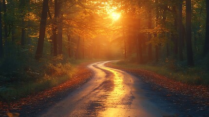 Forest path sunlight