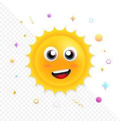 Happy Sun With Face clipart. Cartoon smiling sun on white background. Vector illustration