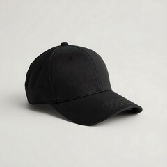   Realistic Black Baseball Cap Mockup — Single High-Resolution Cap on Solid Background for Branding and Product Design