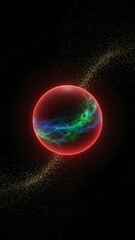 Obraz premium Red planet with swirling green and blue energy. 