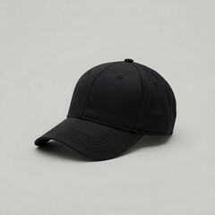   Realistic Black Baseball Cap Mockup — Single High-Resolution Cap on Solid Background for Branding and Product Design
